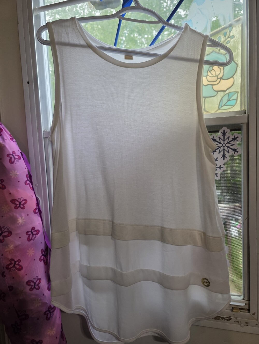 Women's White Sleeveless Michael Kors Layered Tank Top